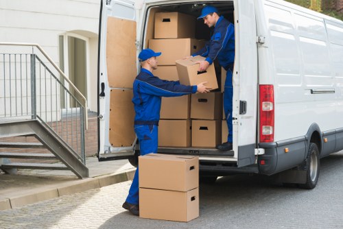 Packed student belongings ready for transport in Camdentown