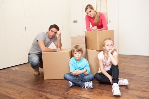 Careful packing and labeling boxes for a house move