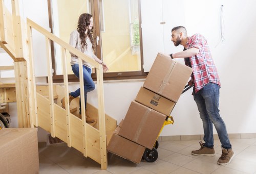 Packed boxes and moving vehicle for Camdentown relocation